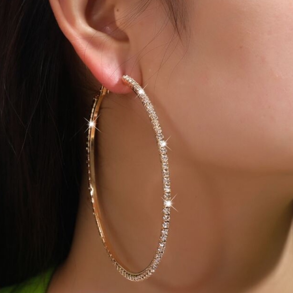 🔥🔥🆕Rhinestone Gold Hoop Earrings